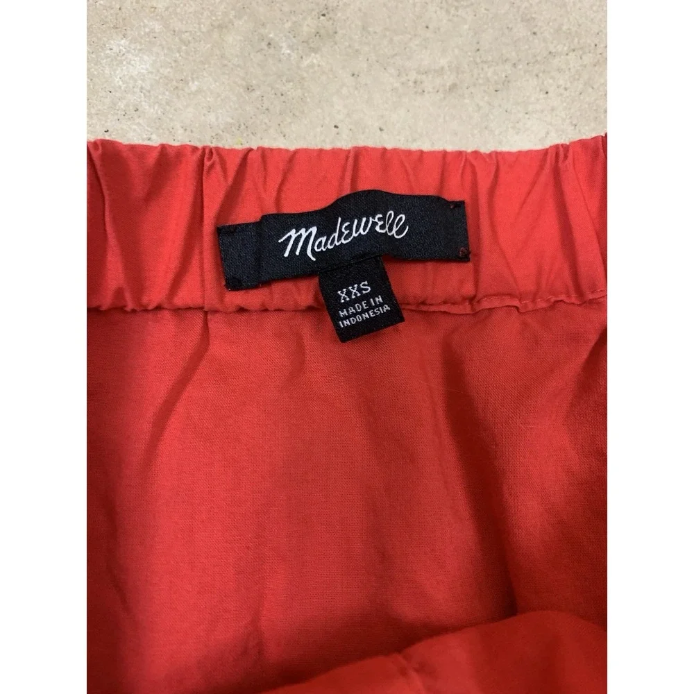Madewell Red Cotton Tiered Button Front Midi Skirt XXS Cottagecore Summer Boho